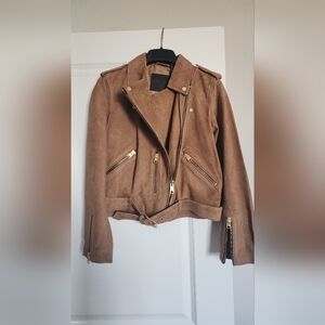 NWT All Saints Balfern Style Moto Women’s Copper Suede Biker Jacket 8US/12UK